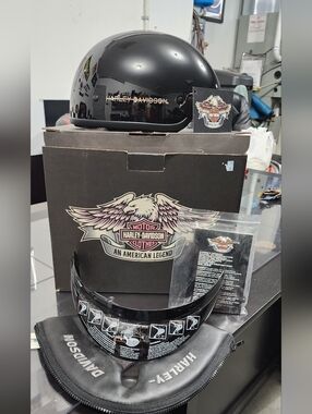 Harley-Davidson Gloss Black Half Helmet with Branded Visor